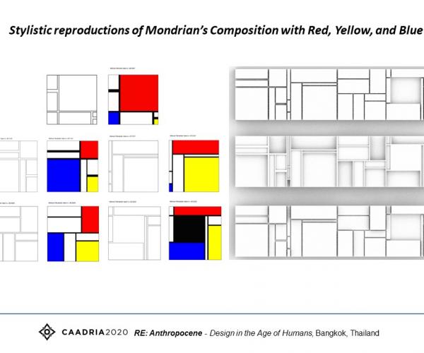 Stylistic reproductions of Mondrian’s Composition with Red, Yellow, and Blue  