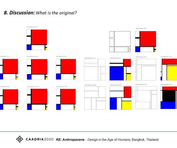 Stylistic reproductions of Mondrian’s Composition with Red, Yellow, and Blue  